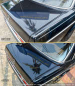Benz boot, polishing, before and after, 240D Blue