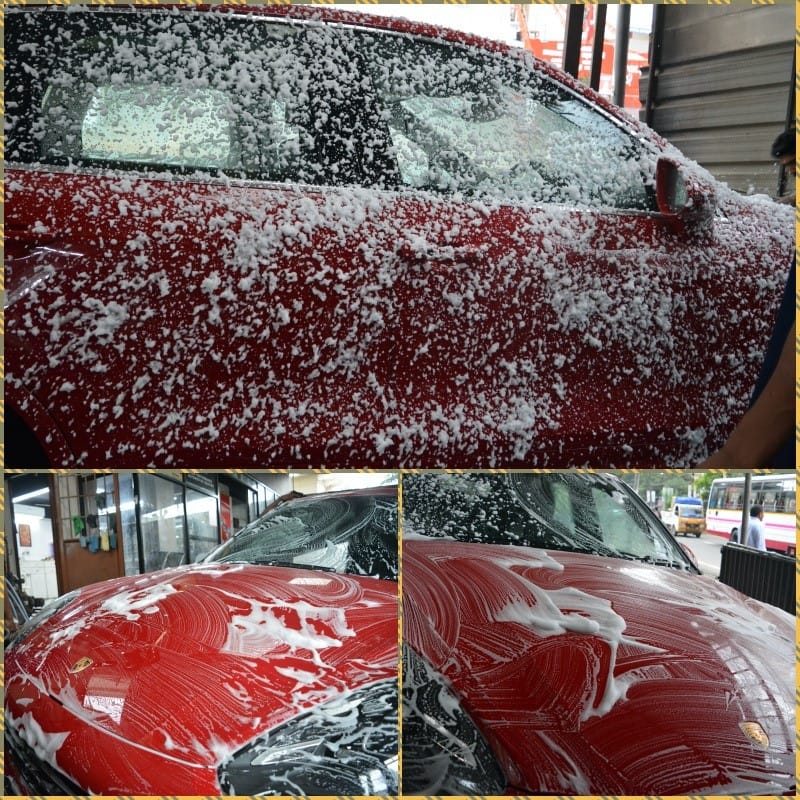 Porsche Car snow foam wash
