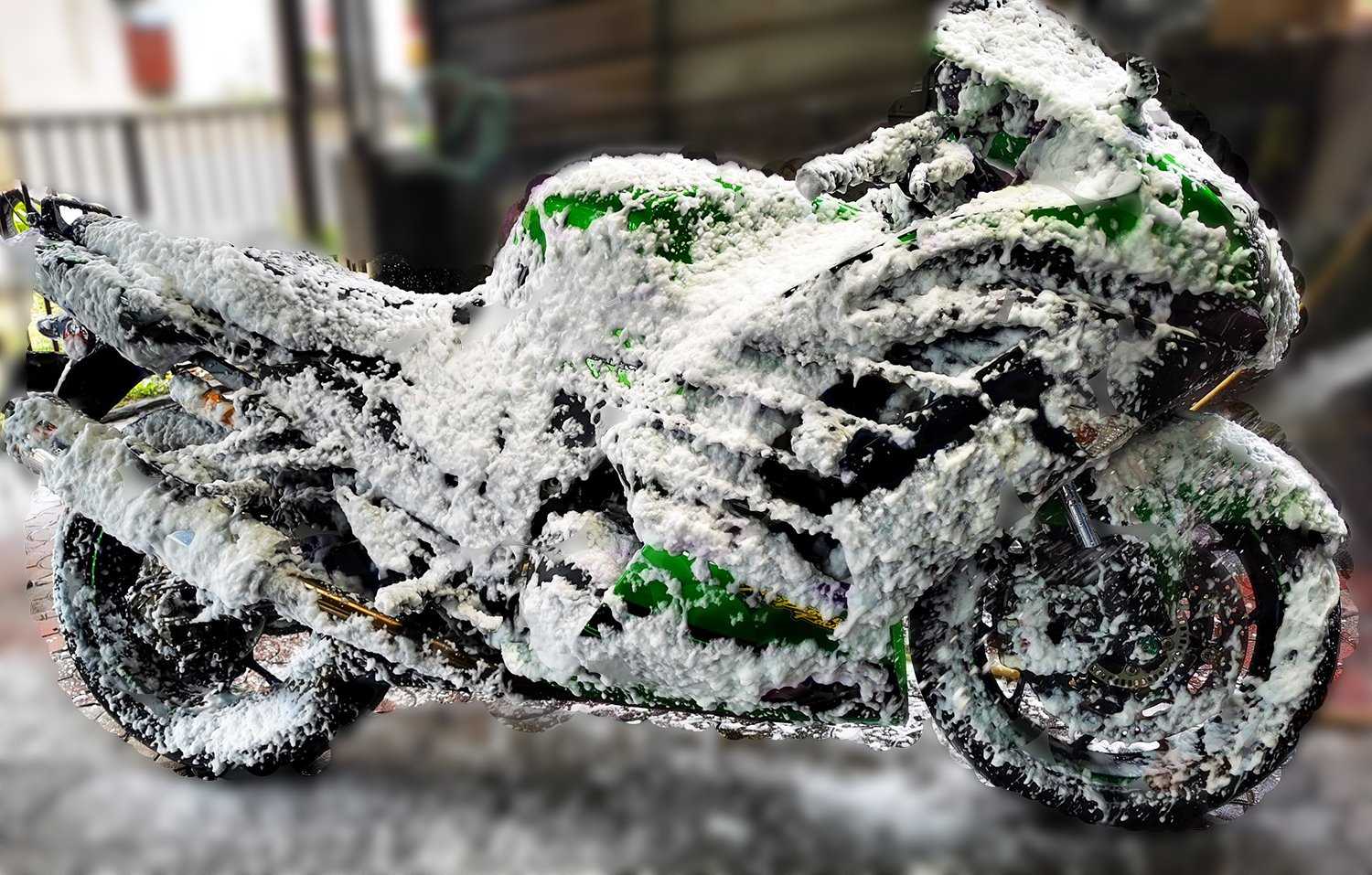 Snow foam bike wash