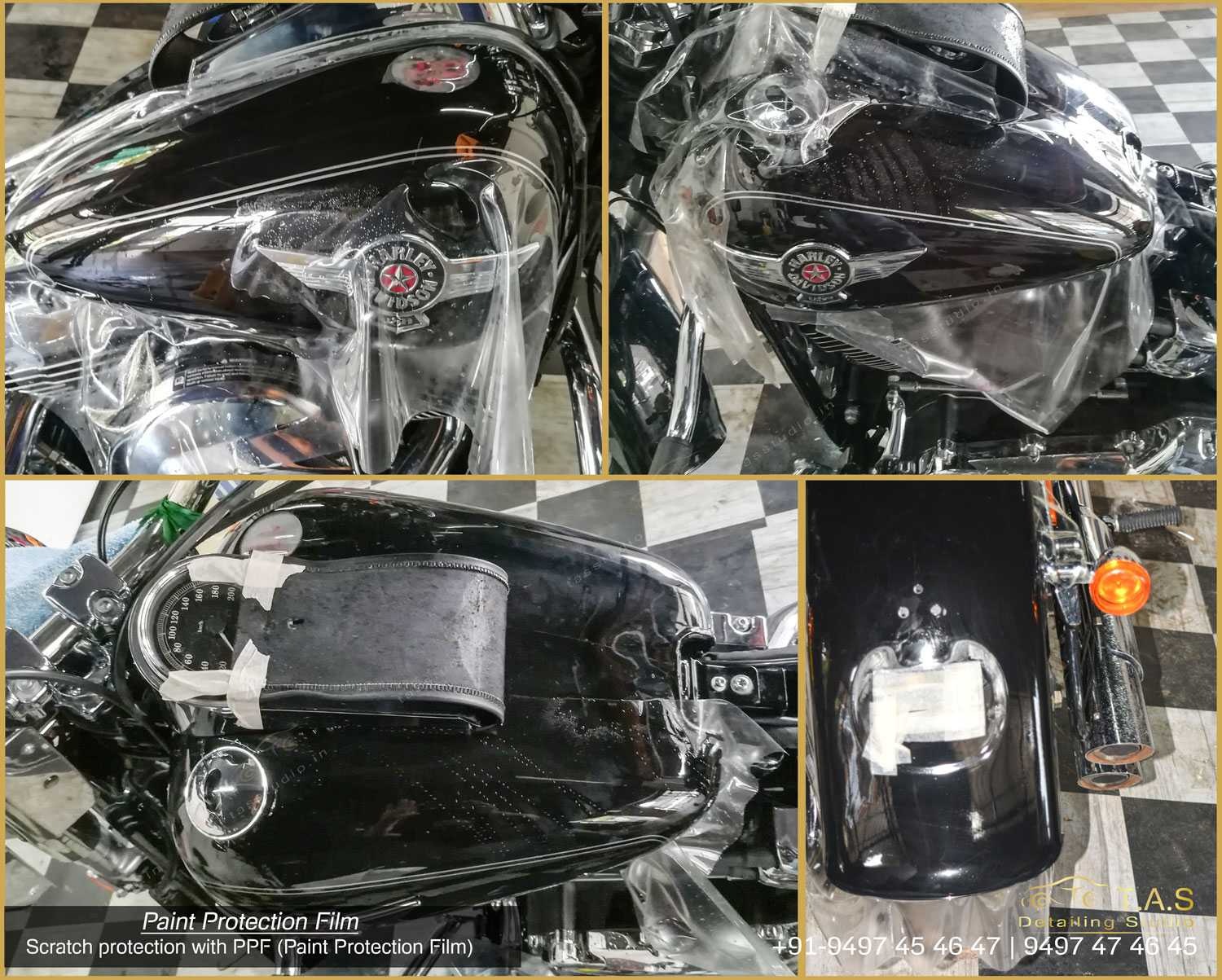 Harley-Davidson Fat Boy, Paint protection film, PPF at TAS, Travancore Auto Spa, Detailing Studio